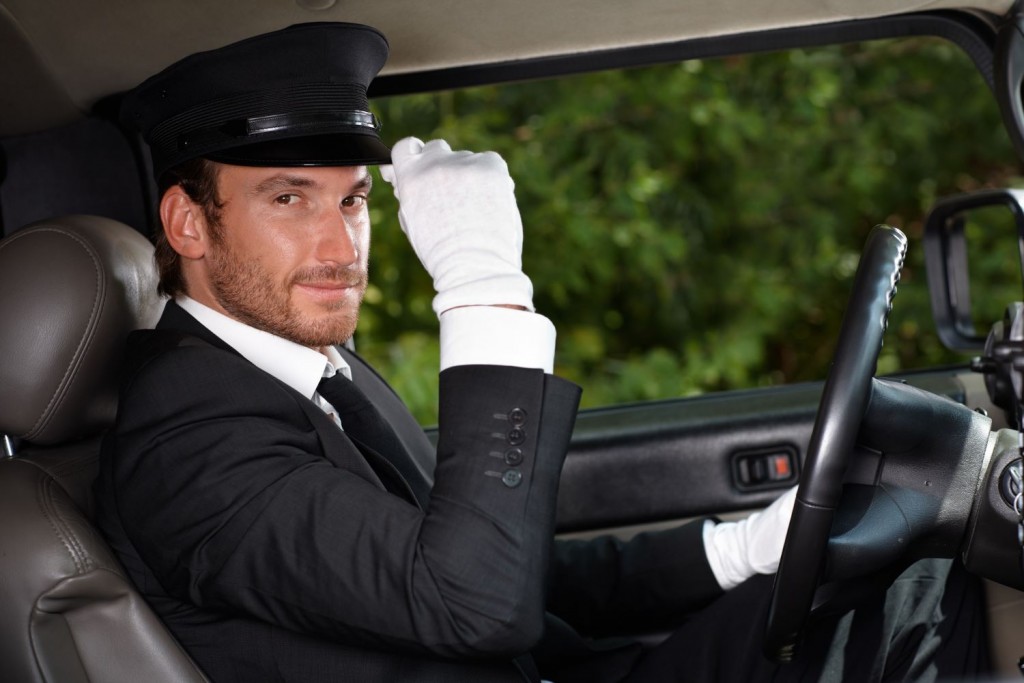 Driver with white gloves